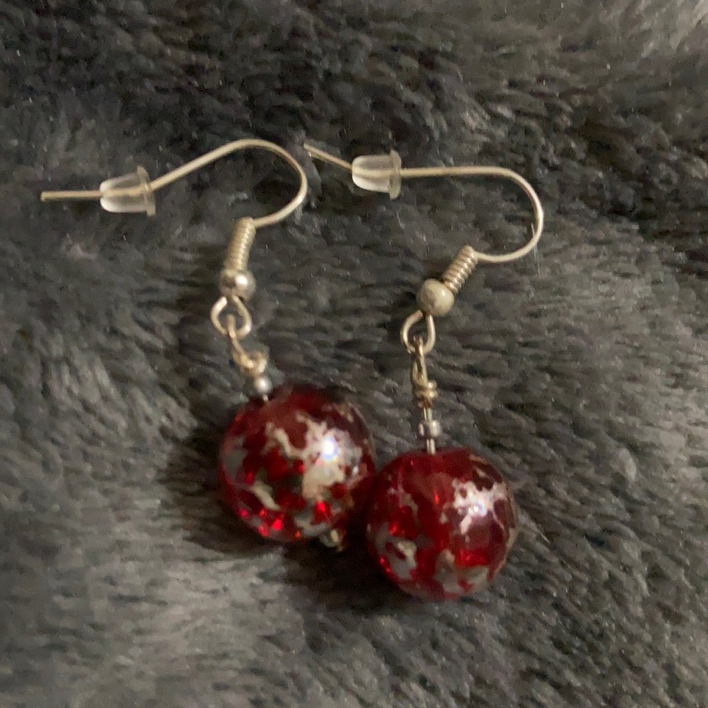 Glass red and silver balls